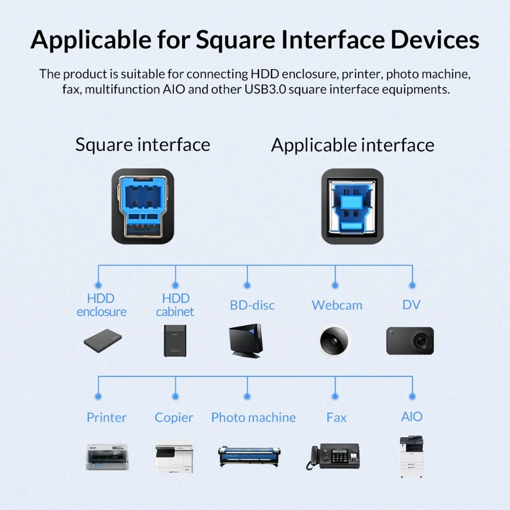 Кабель ORICO USB3.0 для USB B кабель передачи данных 5 Гбит/с жесткого диска SSD принтер