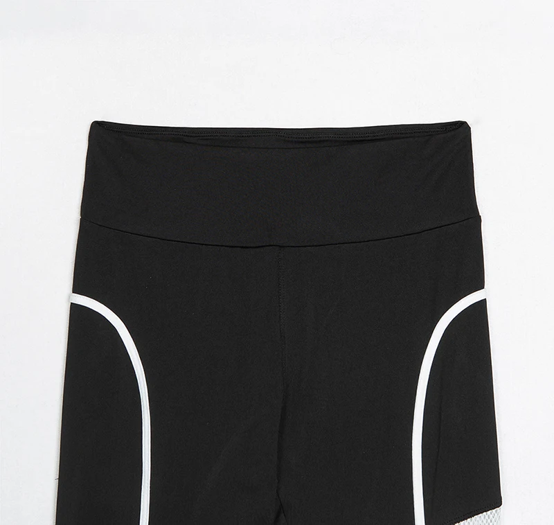 Women Black White Mesh Patchwork Spandex Capris Slim Activewear Pants High Waist Fitness Yogaing Gyms Workout Leggings (14)