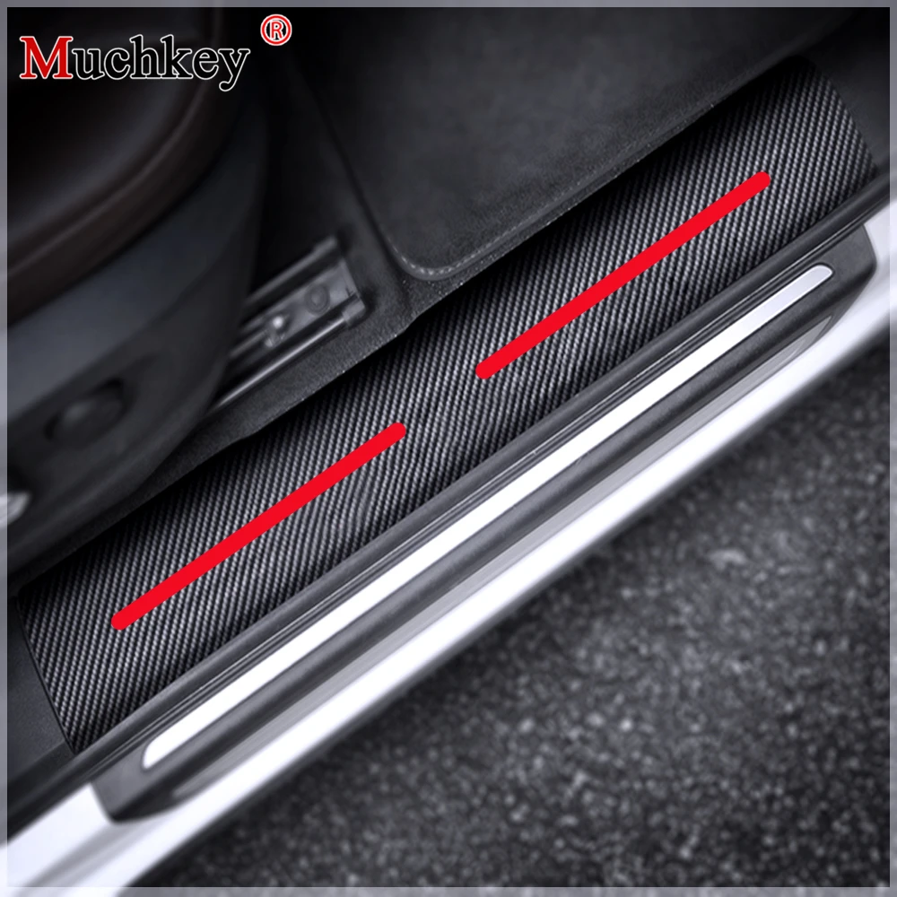 

4D Carbon Fiber Sticker Car Door Sill Protector Scuff Plate For Hyundai Ioniq Car Accessories 4pcs Car-Styling Stickers