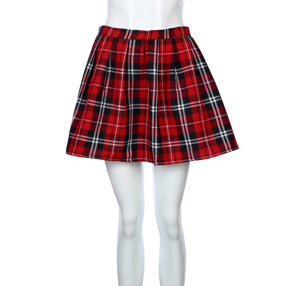 

Clothing lady girl Scottish red plaid school uniform pleated skirt cotton mini skirt wild pleated skirt large size four seasons