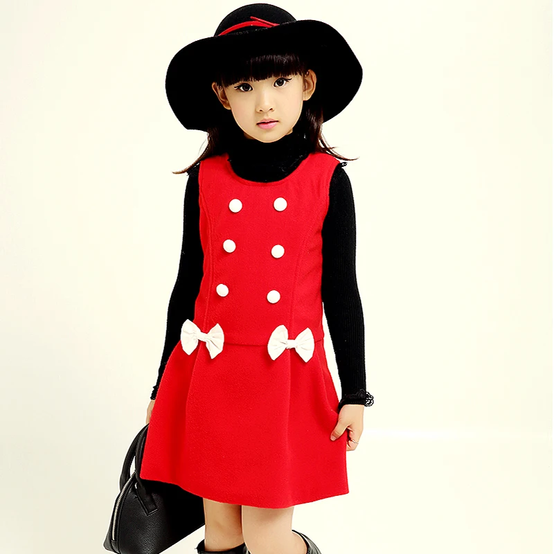 Новинка года; сезон осень-зима; школьные наряды для девочек; платье без рукавов; хлопковое шерстяное платье для девочек-подростков; платье для малышей детей студентов
