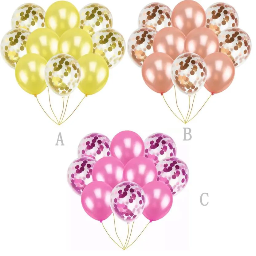 

10pcs 12 inch Confetti Balloons Latex Confetti Ballon Happy Birthday Balloons Wedding Decoration Event Party Supplies 3 Colors