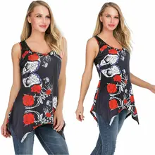 Women Summer Casual Blouse Female Lace Vest Top Sleeveless Slim Irregular Ruffled Hem Loose Blouse tassel hem blouse
