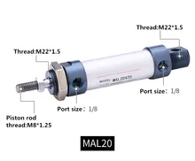 Free shipping Aluminum alloy Pneumatic cylinder MAL 20mm bore 25mm-500mm stroke double acting Single Rod Air Free shipping Aluminum alloy Pneumatic cylinder MAL 20mm bore 25mm-500mm stroke double acting Single Rod Air