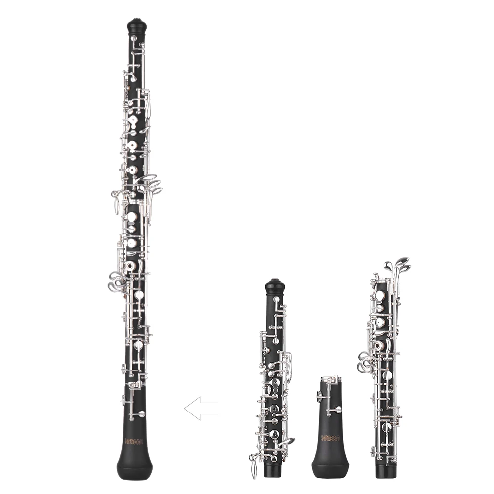 ammoon Professional C Key Oboe Semi-automatic Style Silver Plated Keys Woodwind Instrument clarinet accessories with Case