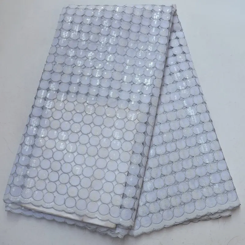 

Best design french sequins Organza lace fabrics with sequins high quality white african lace fabric for wedding dress PSA338-1