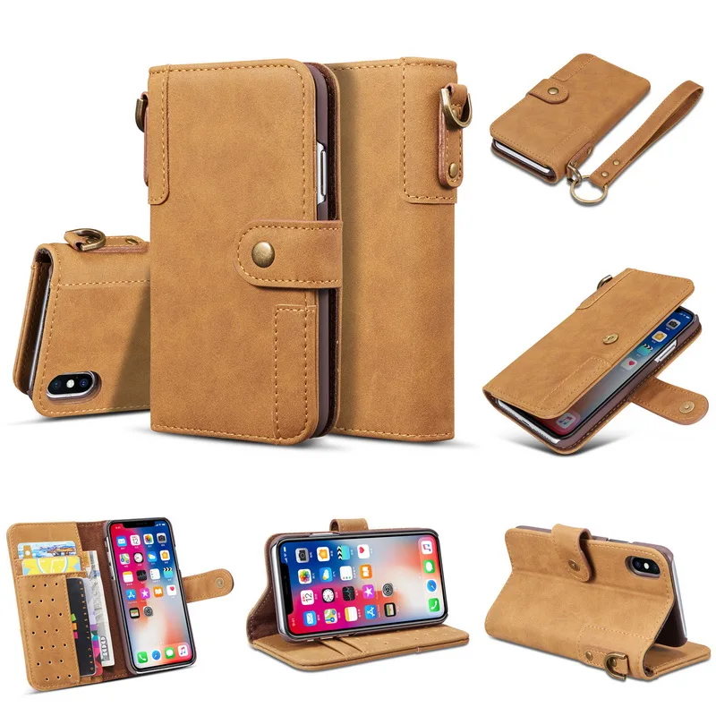 

YISHANGOU Retro Real Leather Flip Wallet Phone Case For iPhone X 10 8 Plus Card Holder Stand Cover For iPhone 6 6S 7 Plus Purse