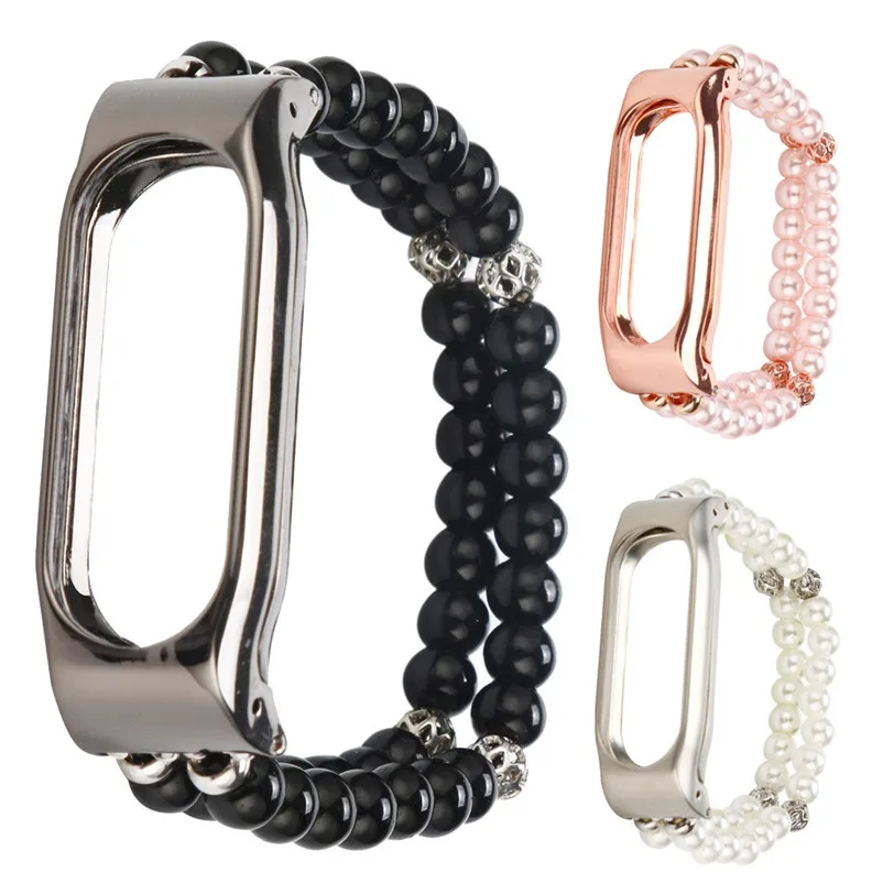 Stainless Steel Frame Strap For Mi Band 2 Pearl Agate Bracelet Jewelry Replacement Wristband Strap for Xiaomi Mi Band 2 40NT27 (1)