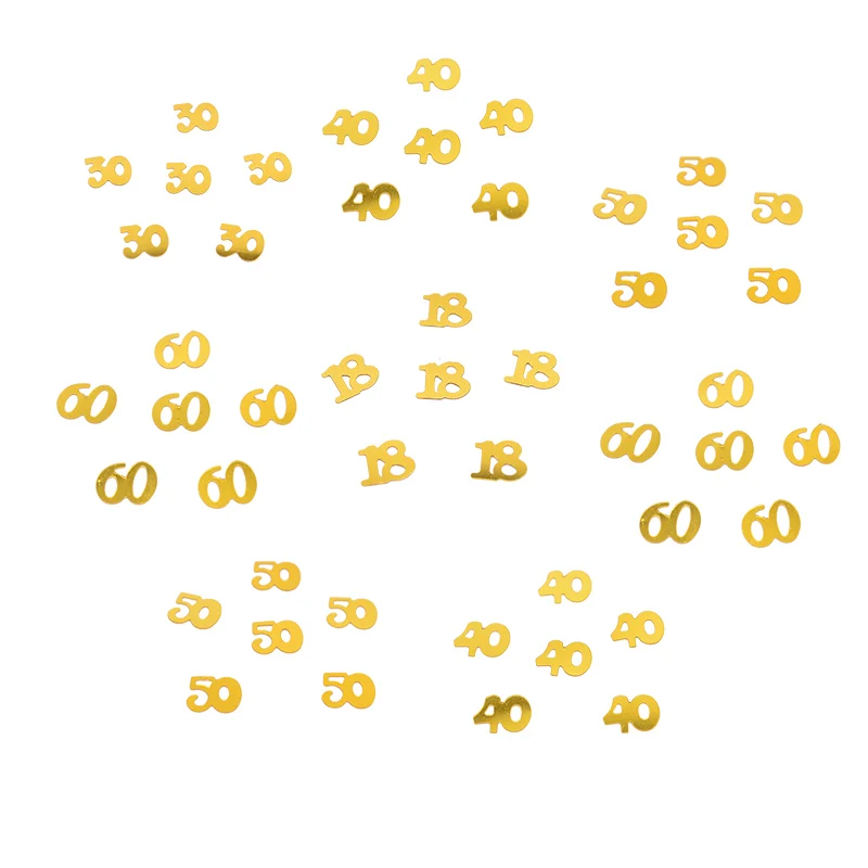 15g/bag Gold Digitals 18 30 40 50 60 Confetti for Happy Birthday Party Number Table Confetti Decoration Sprinkle Party Supplies7