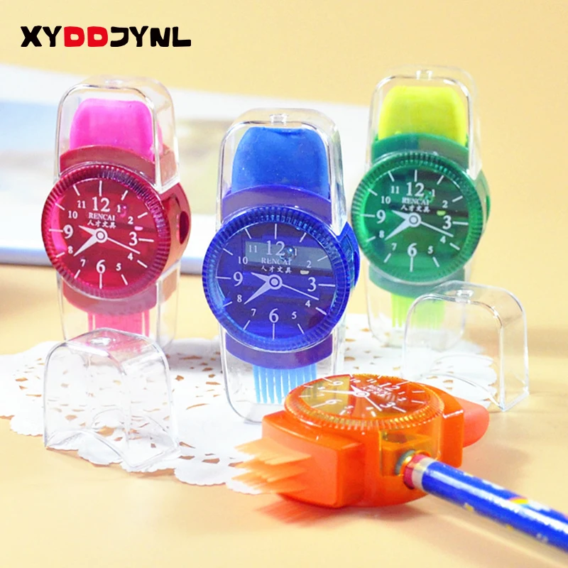 

1pc 3 In 1 Wristwatch Modeling Pencil Sharpener with Eraser and Brush Lovely Kawaii School Stationery Supplies