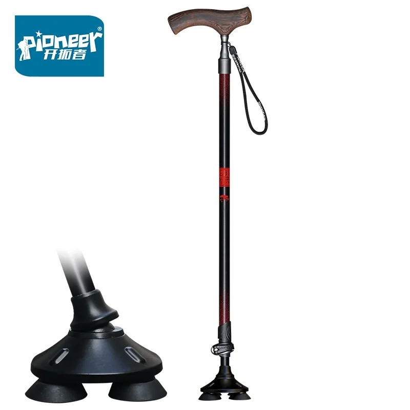 Pioneer viejo bastón telescópico de Trekking muleta Mango en T nórdicos Polo de Trekking agarre senderismo ancianos caminar Baston