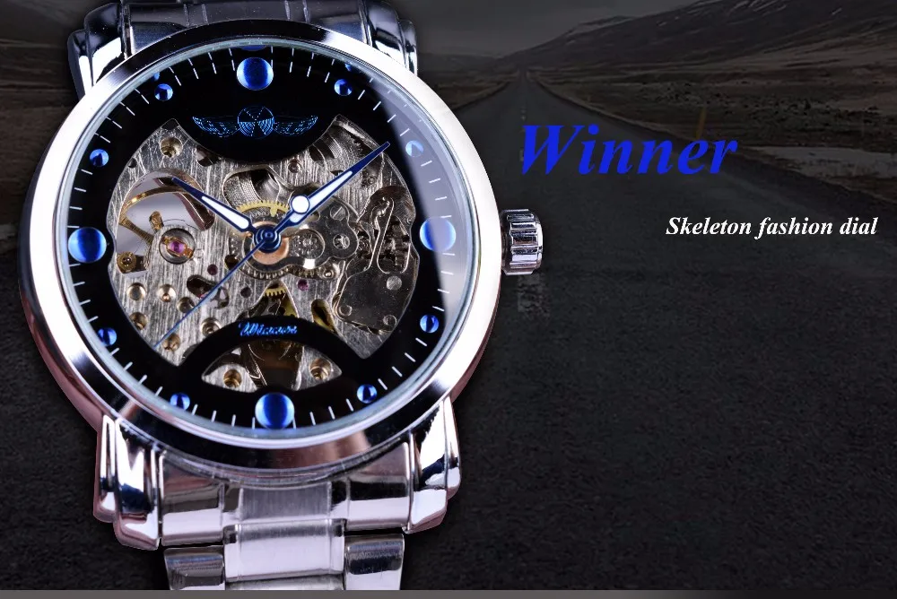 Stainless Steel Skeleton Watch