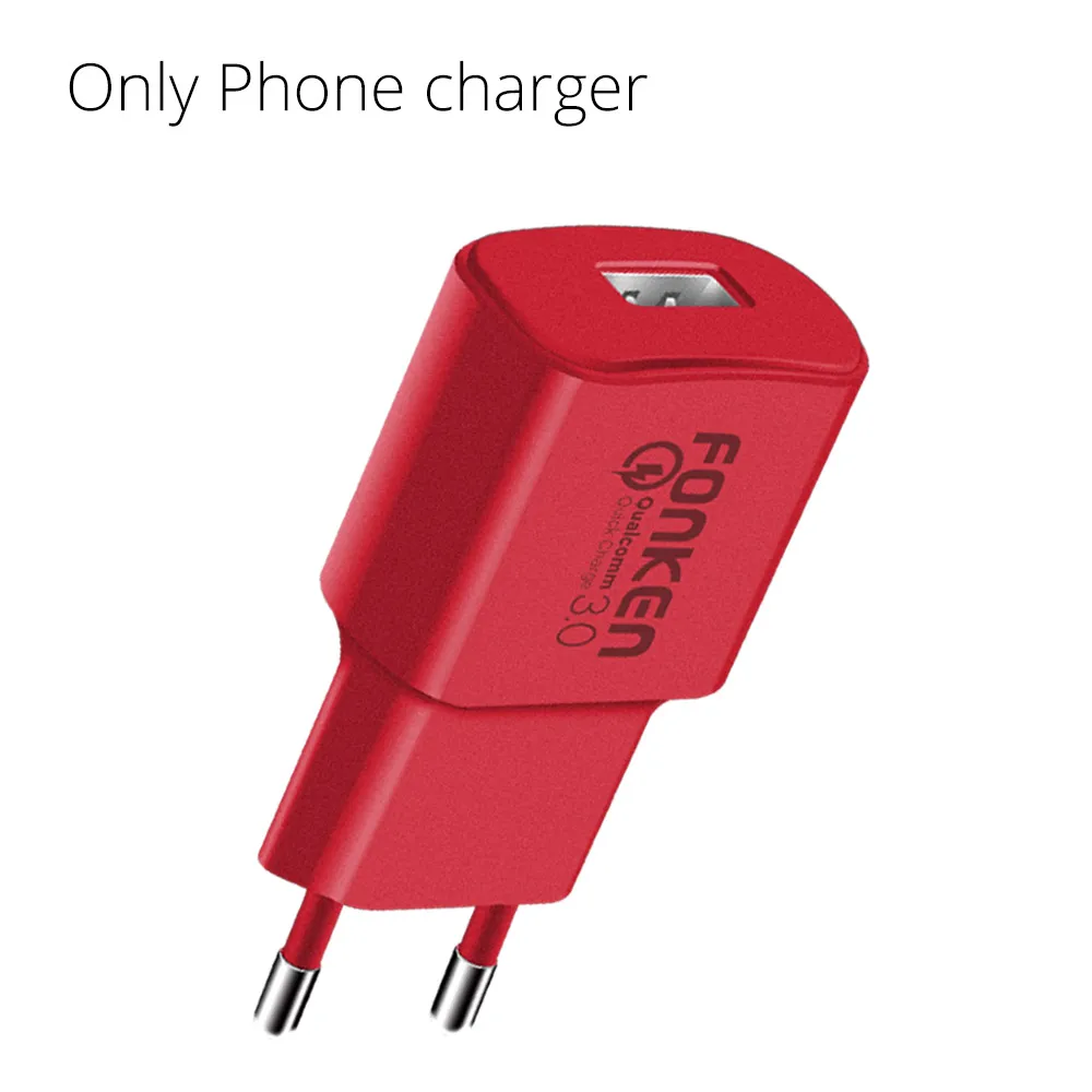 Яркое USB зарядное устройство FONKEN Quick Charge 3,0 быстрое зарядное устройство Макс 18 Вт QC3.0 QC2.0 Быстрая Зарядка адаптер для мобильного телефона зарядное устройство - Тип штекера: Red