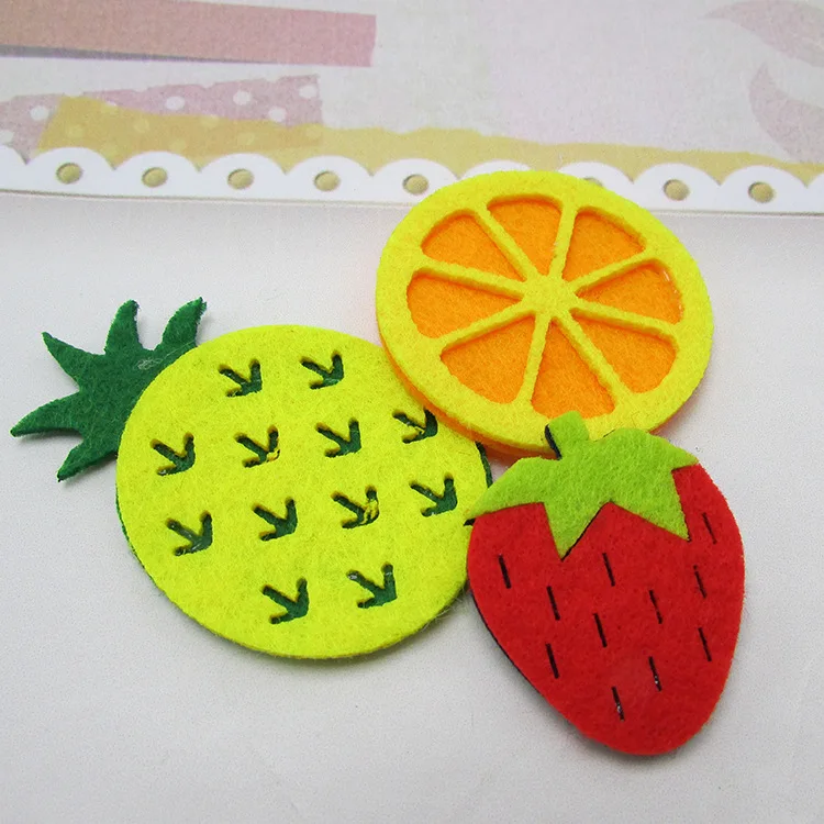

Length about 4.5cm strawberry lemon pineapple felt cloth hair accessories 50 pieces,DIY handmade materials,50Y50340