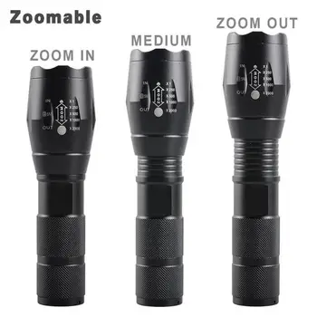 

Hard Light Flashlight Set US Plug 5000LM Lumen Zoomable X800 CREE T6 LED Flashlight Torch Lamp Nylon Pouch Battery Hot Selling