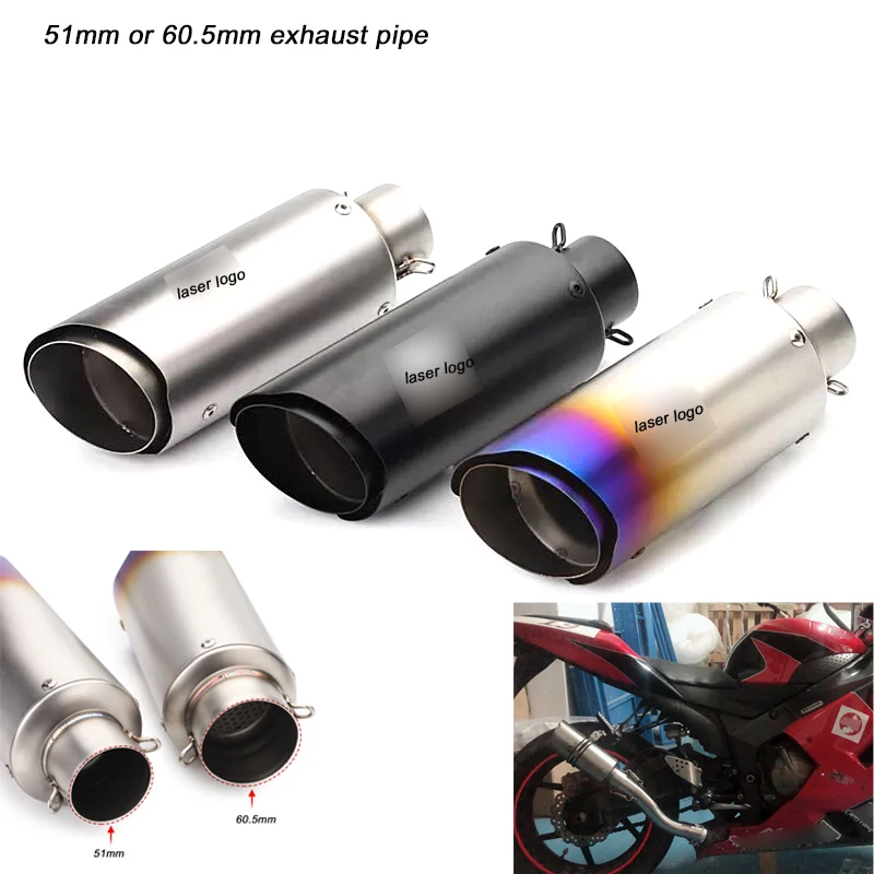 

250mm Short Stainless Steel Exhaust Silencer System Link 51mm 60.5mm Header Motorcycle Exhaust Pipe