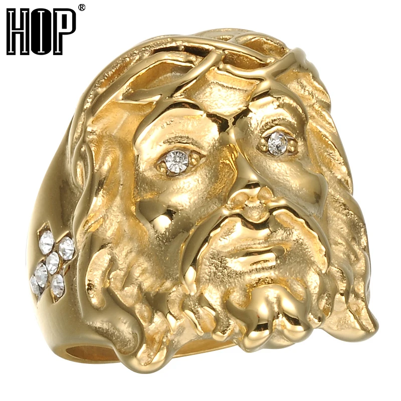 Хип-Хоп рок Iced Out Золото Цвет Титан Нержавеющая сталь Bling 3D Христос Иисус шт крест