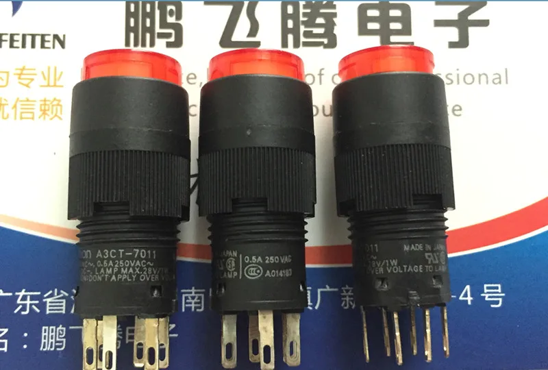 Original new 100% Japan import A3CT-90A0-R 0.5A 250VAC circular reset button micro switch 6pin red Original new 100% Japan import A3CT-90A0-R 0.5A 250VAC circular reset button micro switch 6pin red