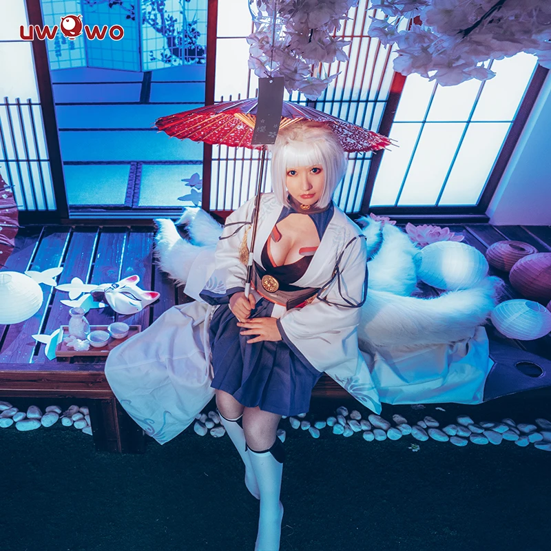 UWOWO Kaga Azur Lane Cosplay Anime Azur Lane Costume Kaga Fox Kimono Cosplay Costume Women