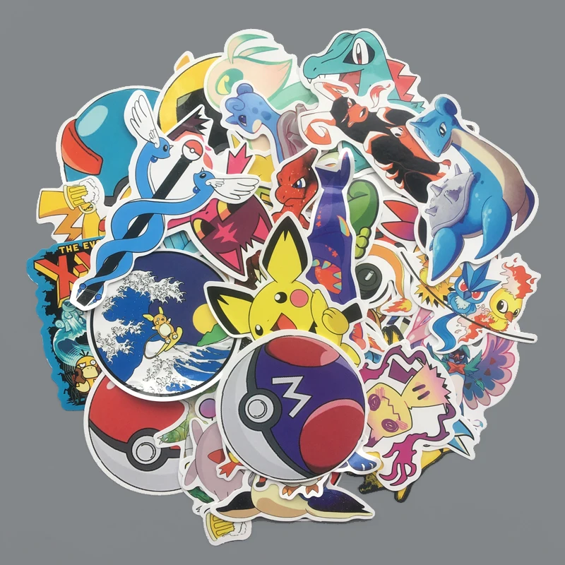 

45 Pcs Cartoon Pikachu Stickers For Notebook PC Skateboard Bicycle Car Motorcycle DIY Waterproof Children Toy Sticker