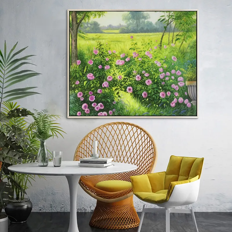 Пейзаж масляная живопись на холсте Цветочное поле текстура quadros caudros decoracion