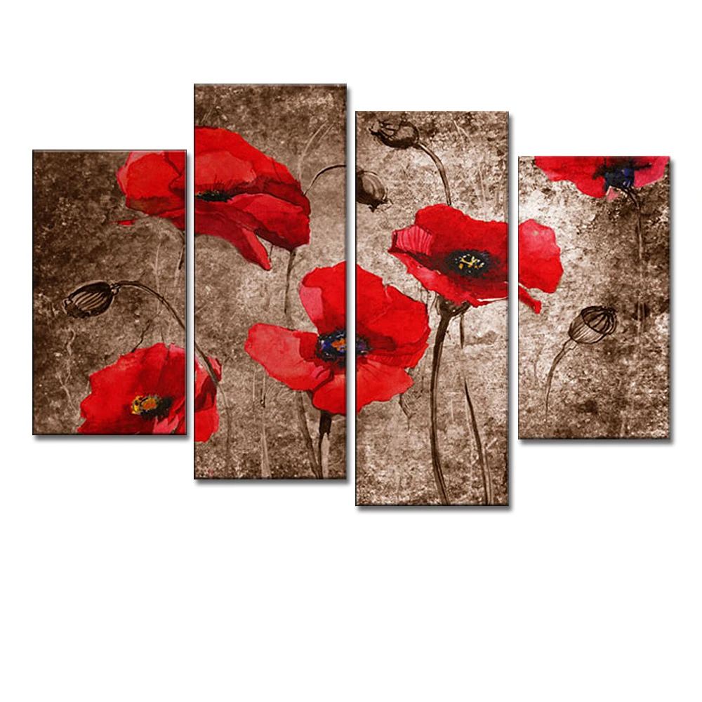FREE SHIPPING Floral Series,Full of Luck Red Blooming Gesang Flowers, Handed Oil Paintings,Home Decorative Painting