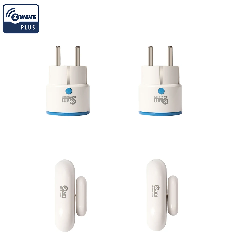 

NEO COOLCAM 2PCS Z Wave Plus Power Plug+2pcs Z-wave Plus Door/Window Sensor Smart Home Automation Alarm System home