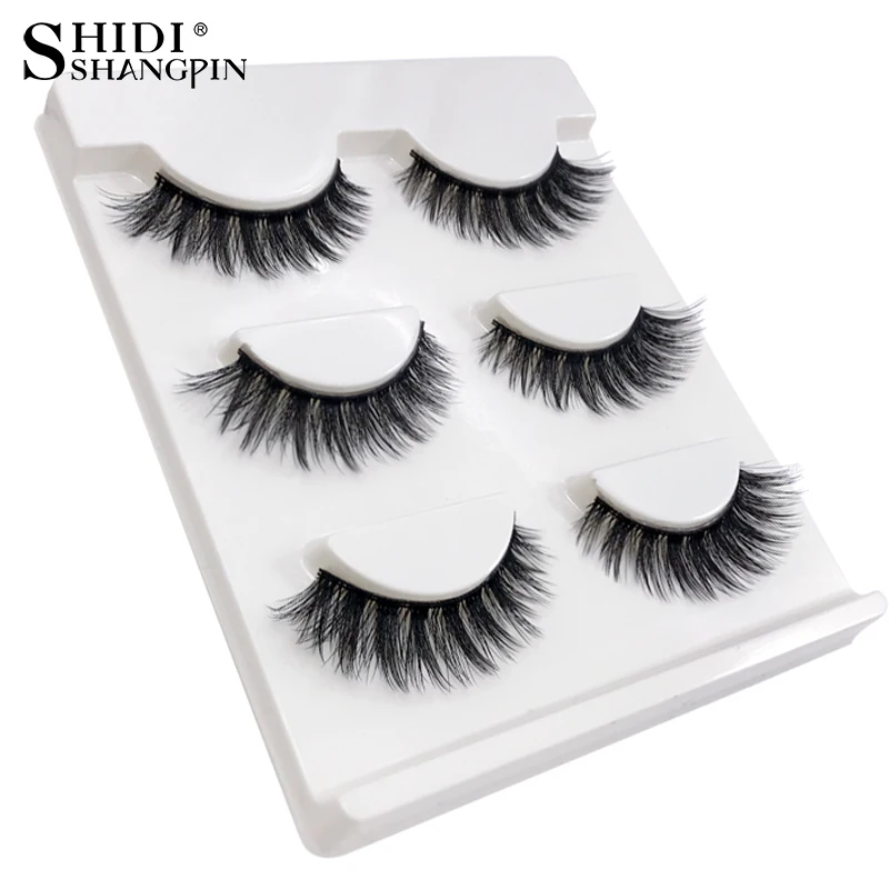 

SHIDISHANGPIN 3d mink false eyelashes natural long makeup full strip lashes 3d mink false lashes 1 box 3 pairs eyelashes X08