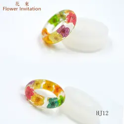 Цветочное приглашение готовое кольцо/DIY ручной образец растения натуральные сухоцветы листья смола кольцо HJ12