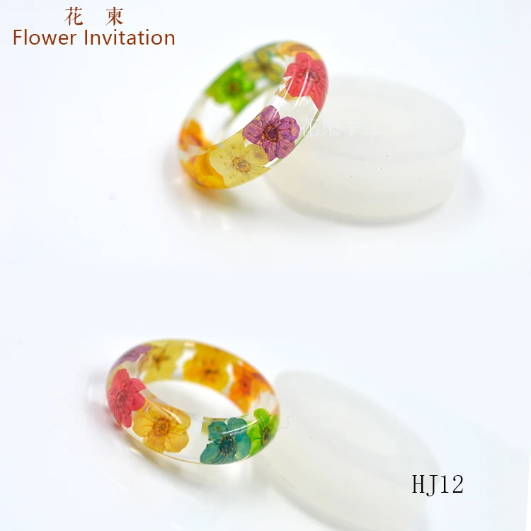 

Flower Invitation Finished Ring / DIY Hand Plant Specimen Natural Dried Flower leaves Resin ring HJ12