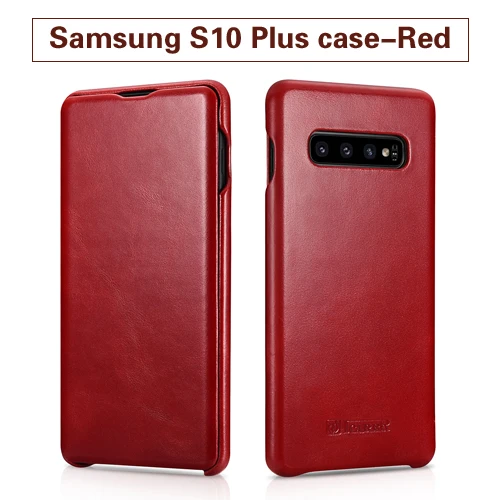 Для samsung Galaxy S10 Plus, откидной Чехол, изогнутый край, винтажная серия, натуральная кожа, магнитные Чехлы для Galaxy S10, чехол для сотового телефона s - Цвет: S10 Plus Red