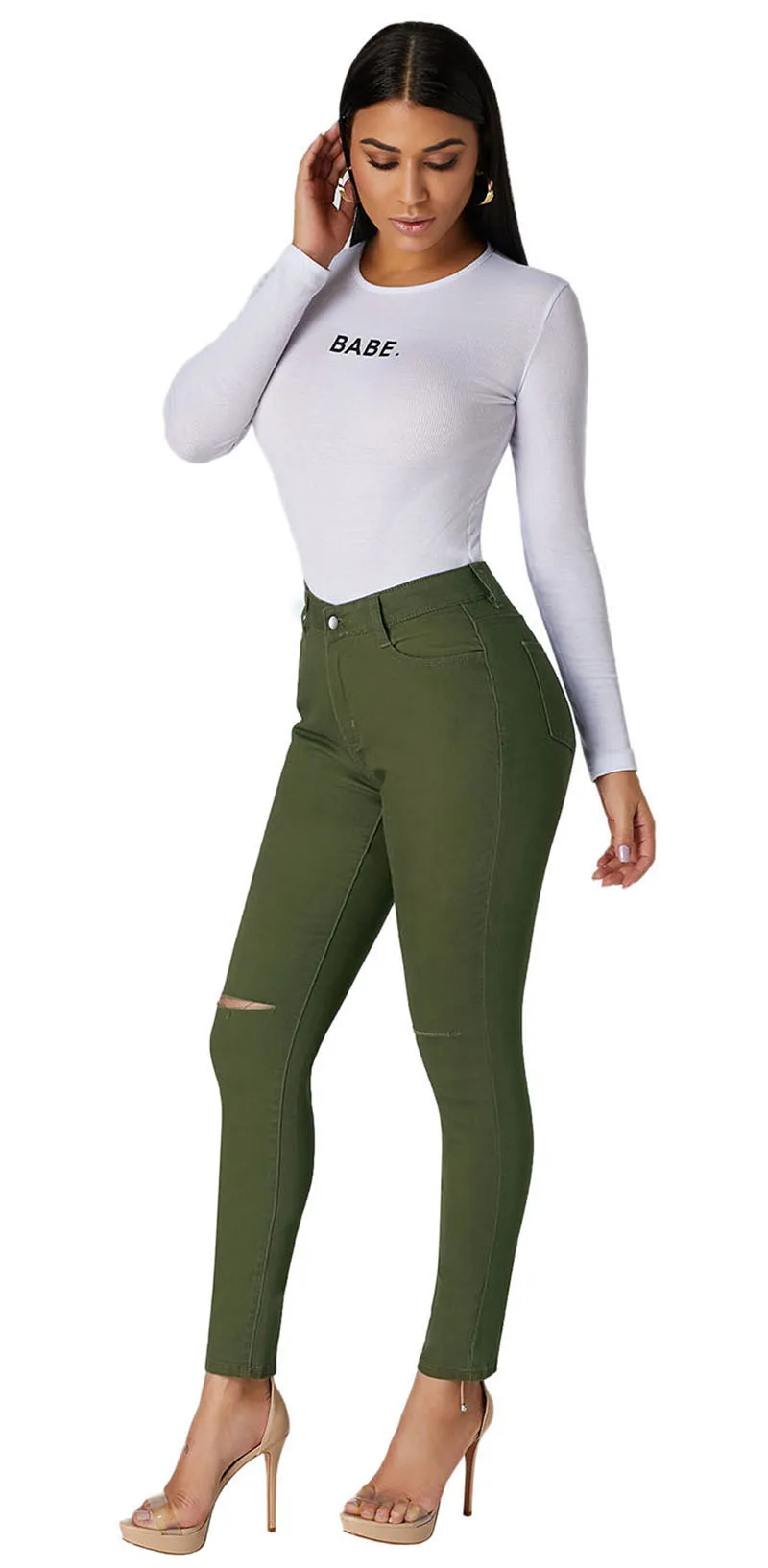 Army-Green-Trendy-Slit-Knee-Denim-Pants-LC78687-9-6