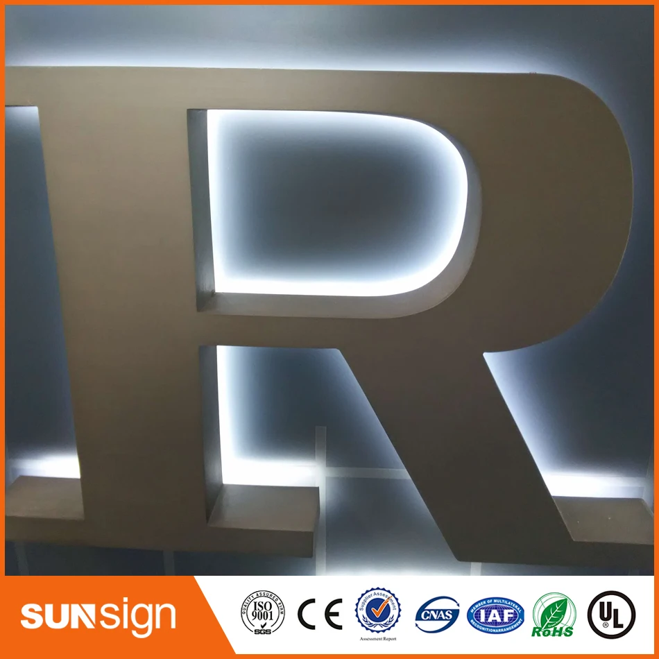 factory price stainless steel lighting custom outdoor sign