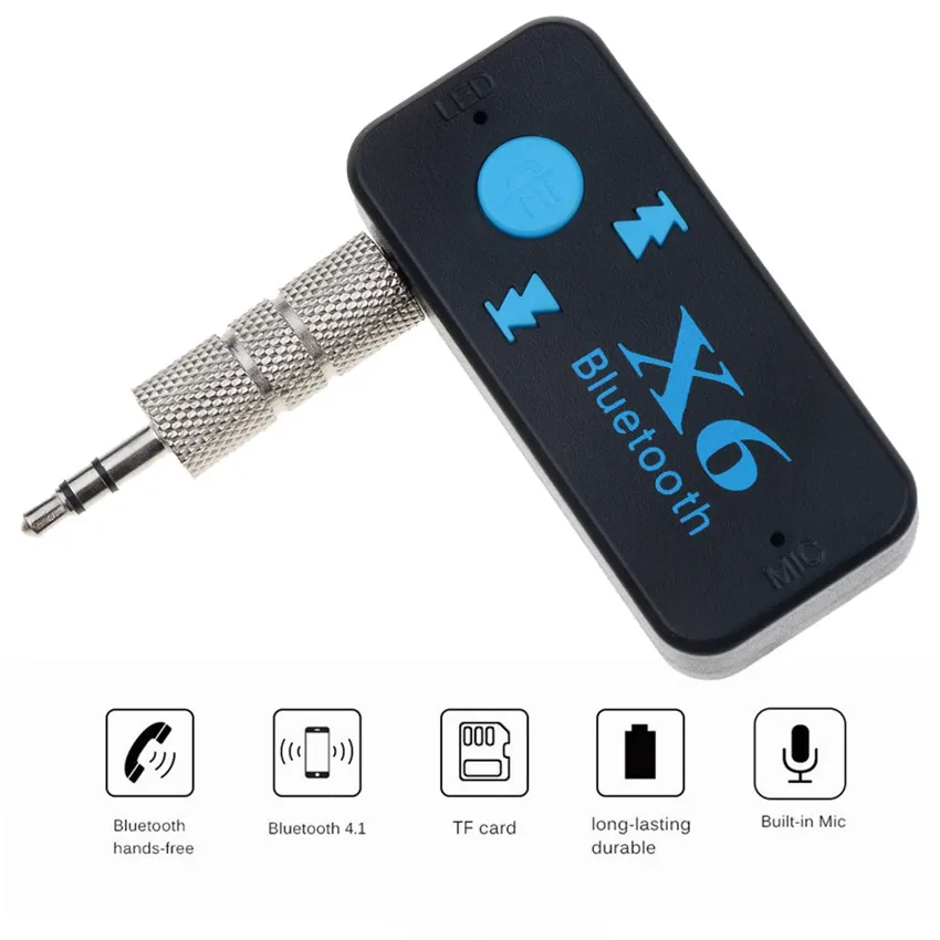 

Kebidu Built-in battery and Mic bluetooth 4.1 car kit handsfree calling TF 3.5mm aux jack car speaker adapter bluetooth receiver