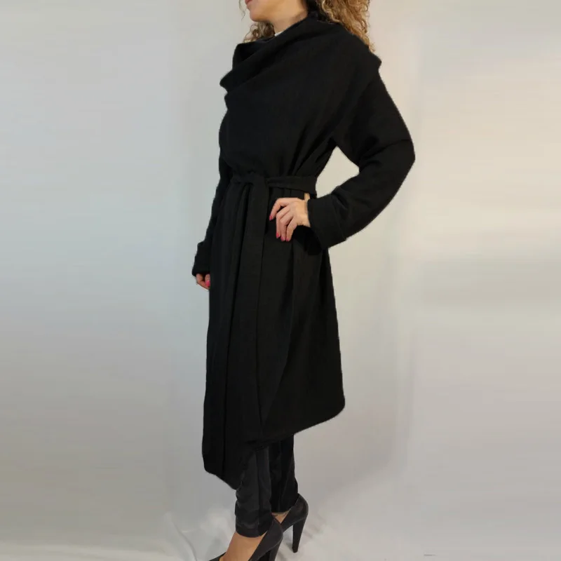 gris Femmes De Chaud À Élégant Office Lady kaki D'hiver Survêtement Manches Longues Outwear Manteaux 2018 Irrégulière Dames Noir Mélange Vestes Travail Hoodies Laine YyvIbm67gf