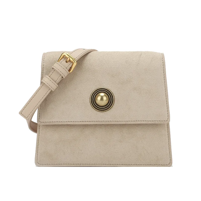 

2018 autumn and winter suede vintage pearl hardware Crossbody retro leather small square bag shoulder bag Messenger bag