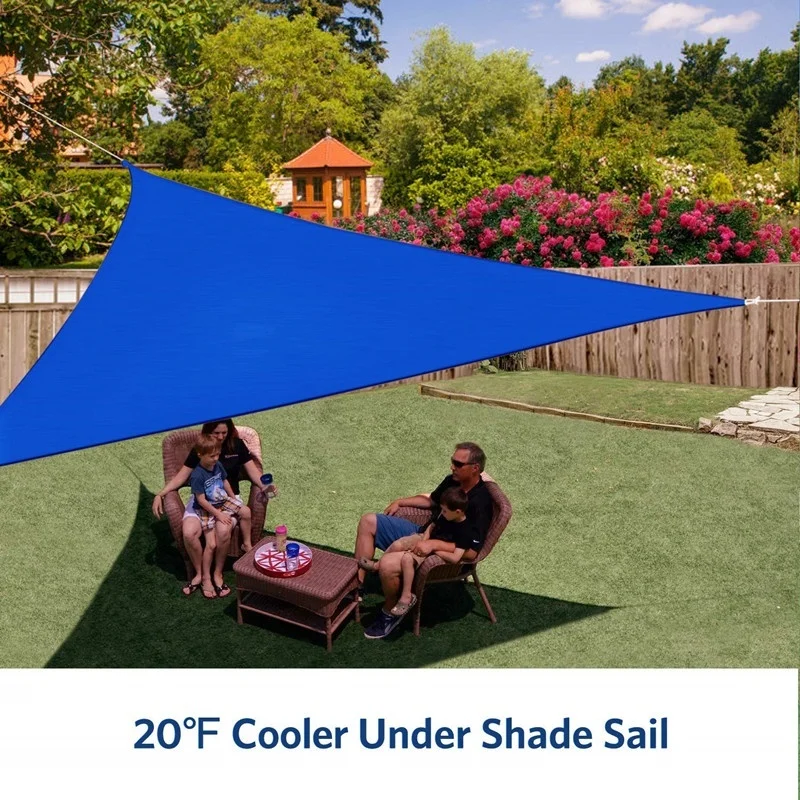 4M Garden Patio Pool Shade Sail Waterproof Triangular UV Sun Shelter Patio Canopy Garden Sun Shade Awning Camping Picnic Tent