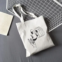 Сумка-тоут с нарисованными линиями, Женская забавная школьная дорожная сумка с графикой, Повседневная Женская эко многоразовая сумка на плечо с карманом для покупок