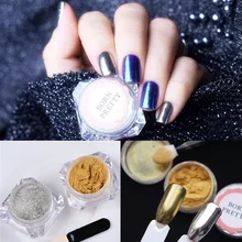 1 г 1 Коробка Born Pretty Золото Серебро Сверкающих Зеркало Ногтей Блеск Ногтей Гель Польский Зеркало Порошок Пыли DIY Chrome Пигмент Блестит