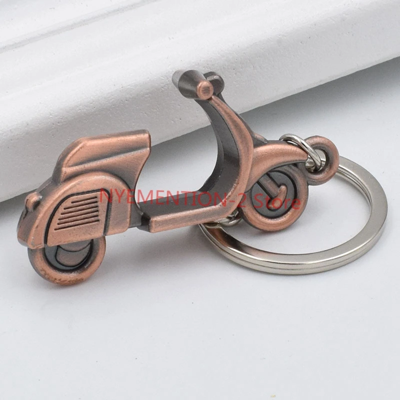 Cindiry Antique Bronze Plated Vespa Motorbike Key Chain Personality Motorcycle