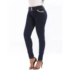 Новые модные синие джинсы с Высокая талия Леггинсы для женщин Женский с эластичной талией стрейч деним обтягивающий большого размера