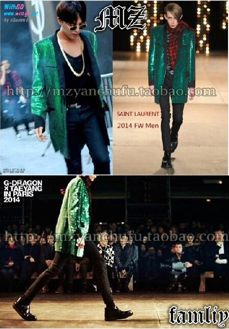 Men мужской модный бренд художника DJ зеленый блестками длинный Костюмный пиджак плюс размер костюм сценическая одежда