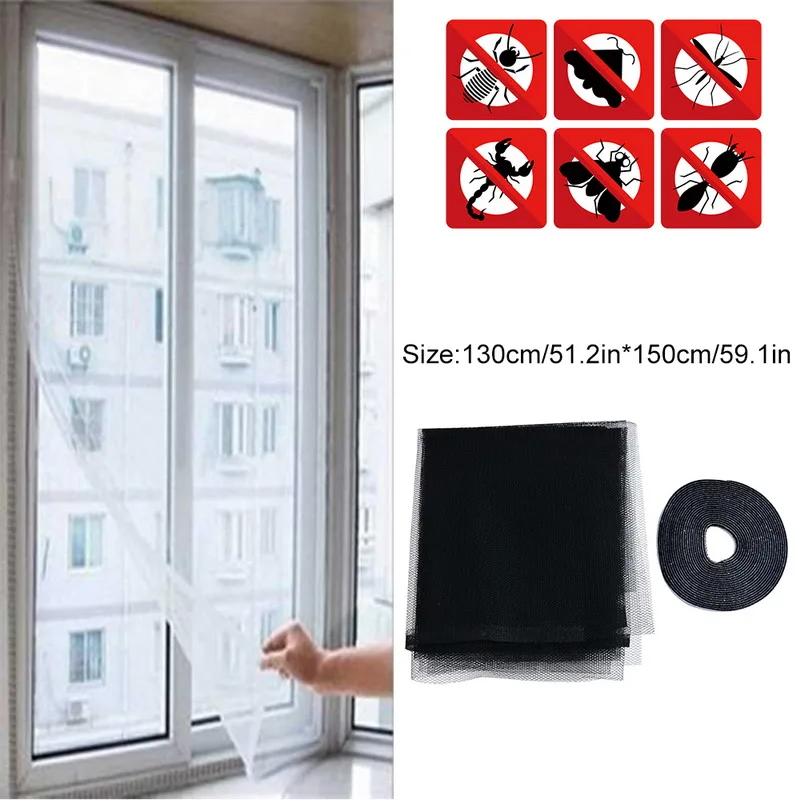 1/2pcs 1.3*1.5M Self-adhesive Anti-mosquito Net Flyscreen Curtain Insect Fly Mosquito Bug Mesh Window Screen Home Supplies | Дом и сад