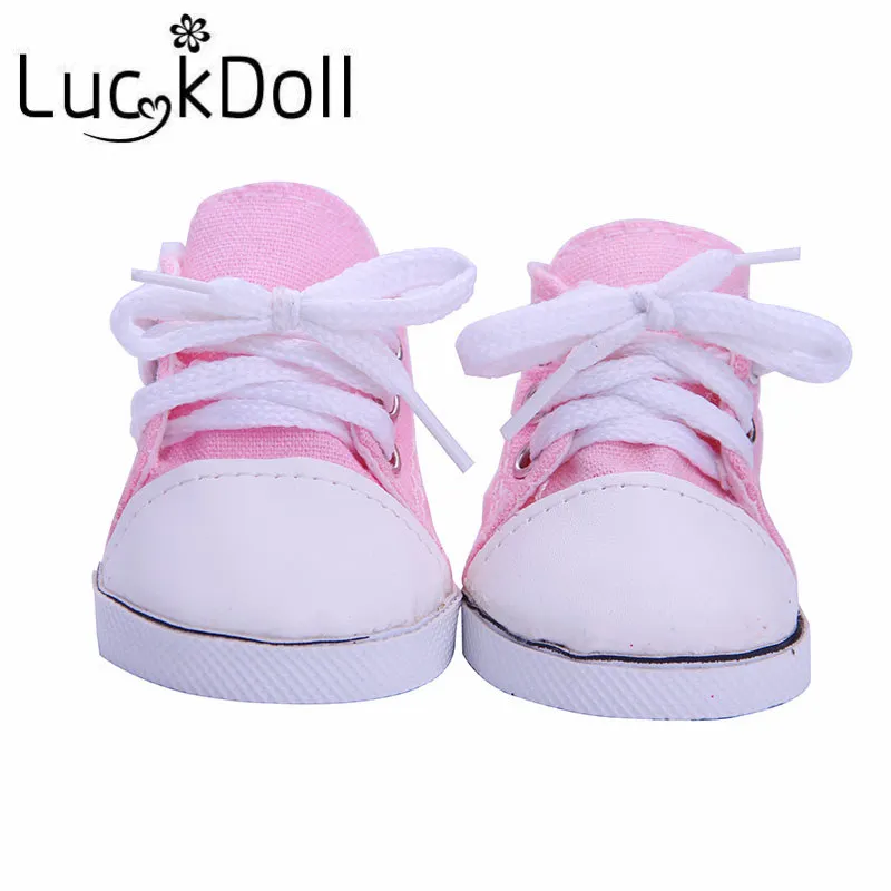 LUCKDOLL сплошной цвет холст обувь подходит 18 дюймов Американский 43 см Кукла одежда аксессуары, игрушки для девочек, поколение, подарок на день рождения