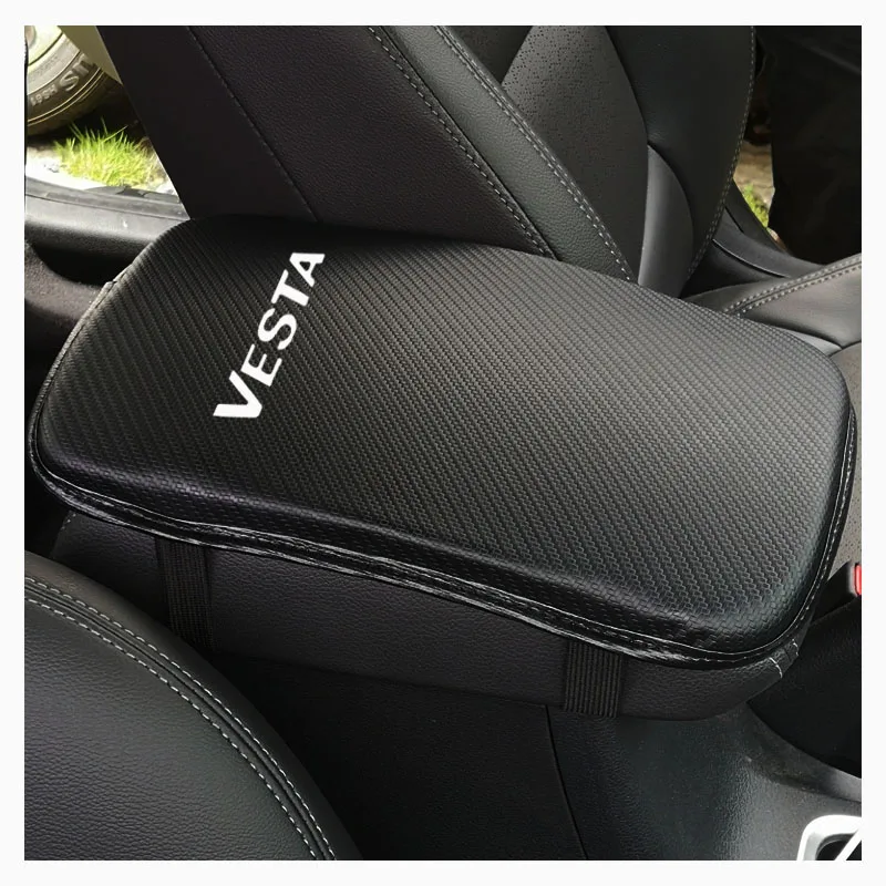 

Carbon Fiber Texture Pu Leather Car Center Console Arm Rest Seat Box Pad Vehicle Protective Car Styling For Lada Vesta