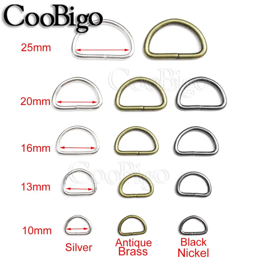 50 Pack 1-1//4 Dee Rings D-Ring Metal Buckle Strap Sewing Accessories