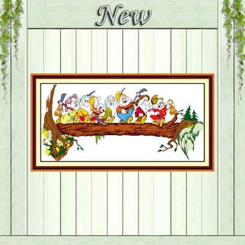 

The Seven Dwarfs Snow White cartoon Decor 11CT counted print on canvas DMC Cross Stitch kits 14CT needlework Sets DIY embroidery