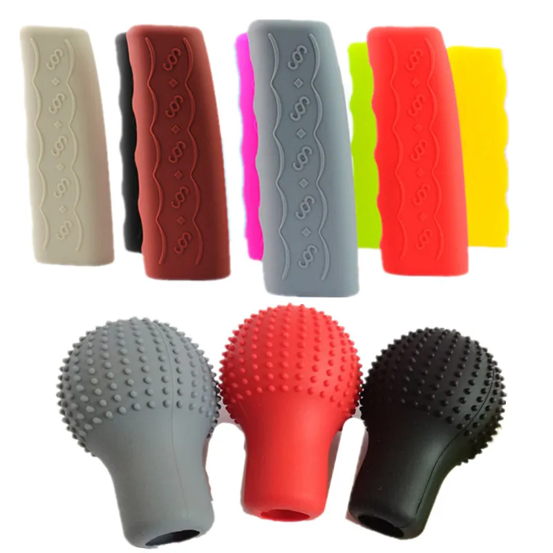 

Universal Car Gear Shift Knob Collars Protective Anti Slip Soft Silicone Handbrake Grip Cover Case For VW Audi Toyota Kia Suzuki