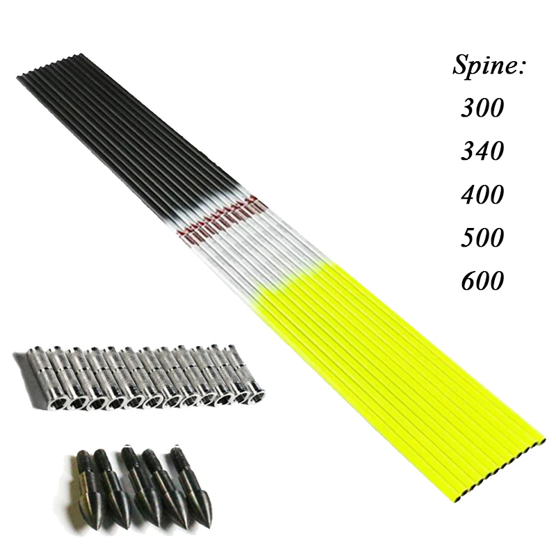 Linkboy-Archery-12pcs-Pure-Carbon-Arrows-Shaft-ID6-2mm-Spine300-600-Insert-Point-Accessoriess-for-Diy