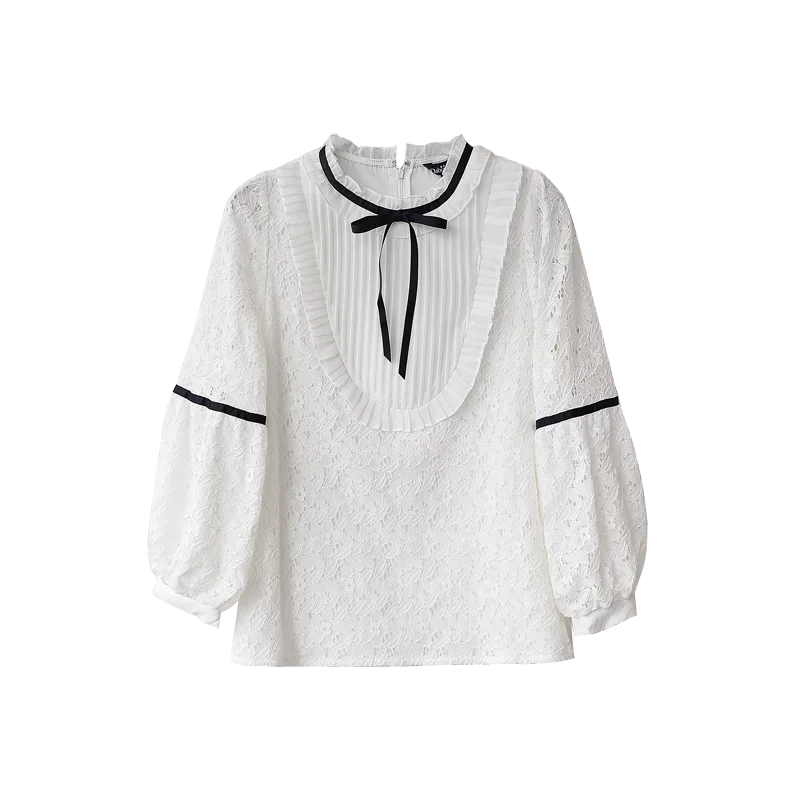 Dabuwawa Women's Autumn Long Sleeve Lace Blouse New